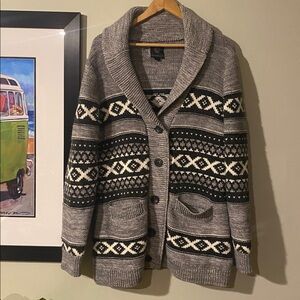 Samsara grey Wool blend Patterned Cardigan Sweater